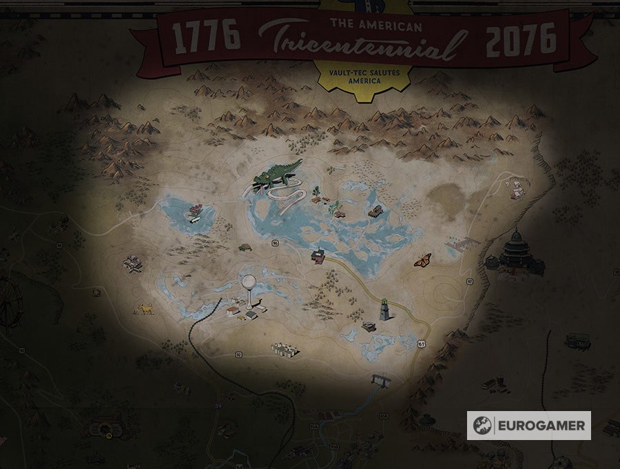 Fallout 76: Karte - Map mit allen Stufenbereichen und Regionen zum